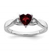 Sterling Silver Rhodium-plated Garnet and Diamond Ring