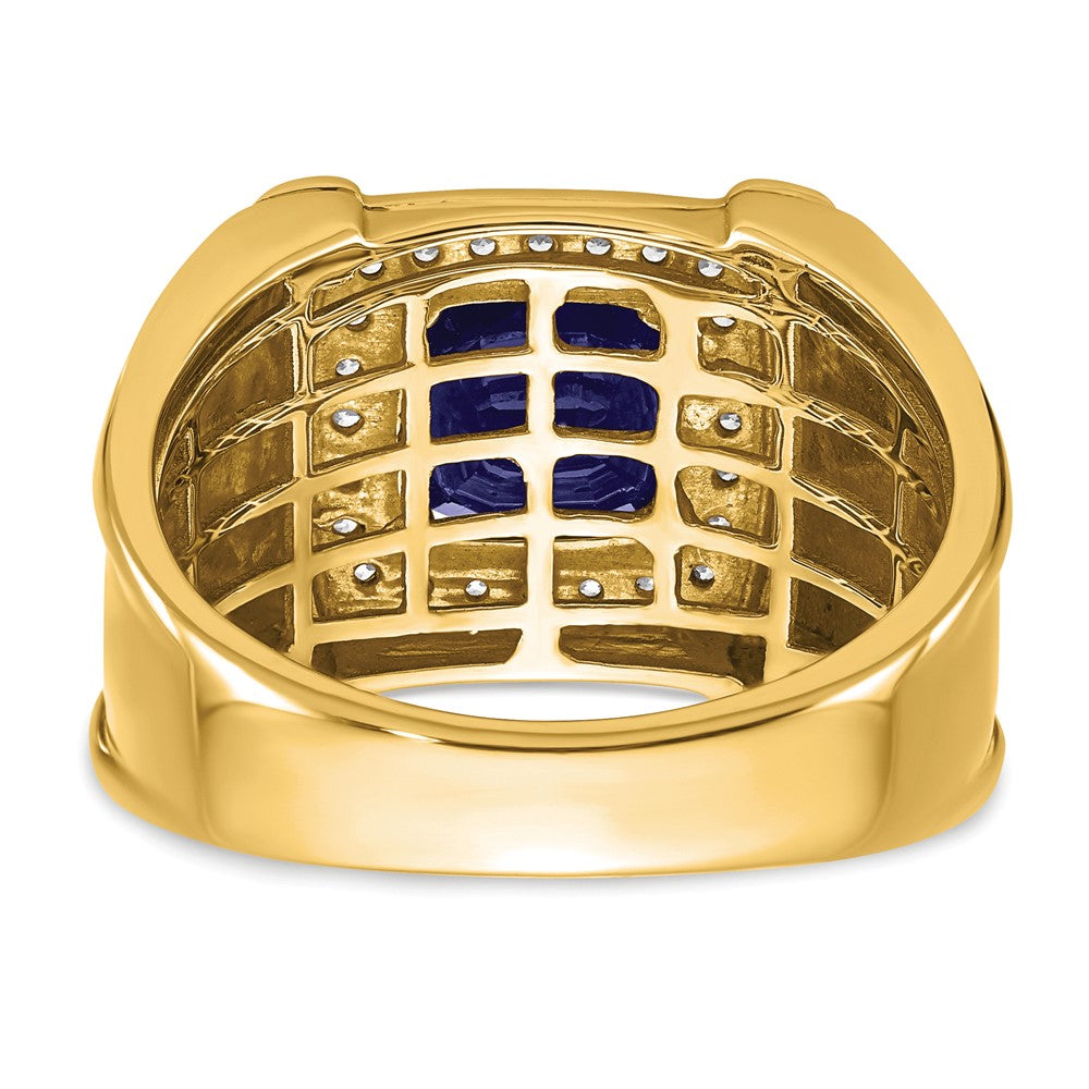 IBGoodman 14k 1/4 carat Lab Grown Diamond VS/SI+ G+ and Lab Created Blue Sapphire Men's Ring