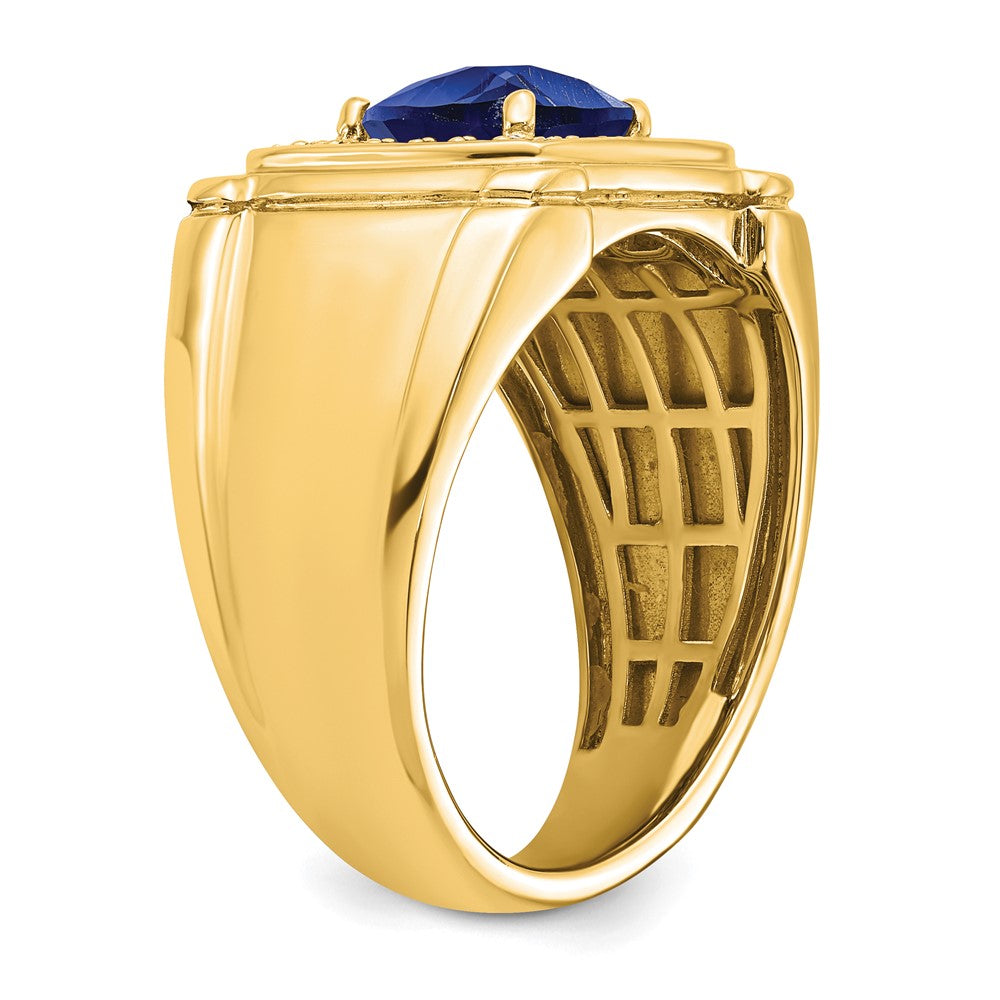 IBGoodman 14k 1/4 carat Lab Grown Diamond VS/SI+ G+ and Lab Created Blue Sapphire Men's Ring
