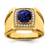IBGoodman 14k 1/4 carat Lab Grown Diamond VS/SI+ G+ and Lab Created Blue Sapphire Men's Ring