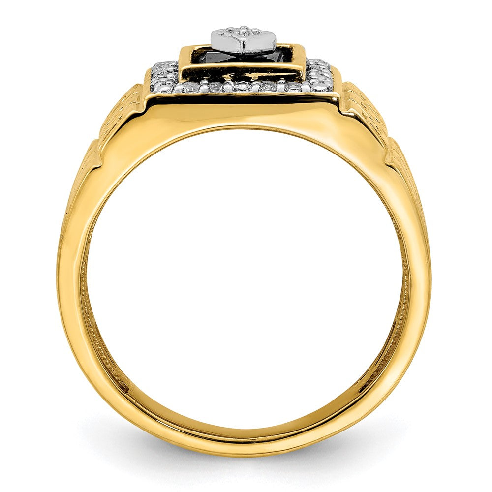 IBGoodman 14k 1/5 carat Lab Grown Diamond VS/SI+ G+ and Onyx Greek Key Design Men's Ring