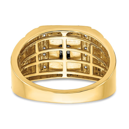 IBGoodman 14k 1/5 carat Lab Grown Diamond VS/SI+ G+ and Onyx Greek Key Design Men's Ring