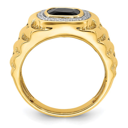 IBGoodman 14k 1/4 carat Lab Grown Diamond VS/SI+ G+ and Onyx Textured Men's Ring