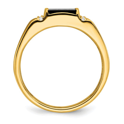 IBGoodman 14k 1/8 carat Lab Grown Diamond VS/SI+ G+ and Onyx Men's Ring