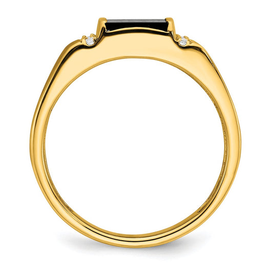IBGoodman 14k 1/8 carat Lab Grown Diamond VS/SI+ G+ and Onyx Men's Ring