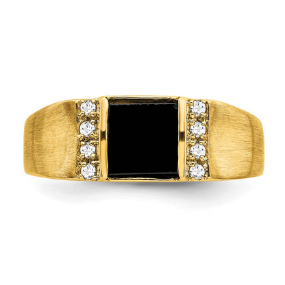 IBGoodman 14k 1/8 carat Lab Grown Diamond VS/SI+ G+ and Onyx Men's Ring
