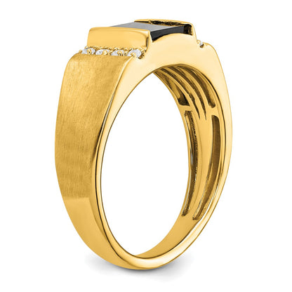 IBGoodman 14k 1/8 carat Lab Grown Diamond VS/SI+ G+ and Onyx Men's Ring