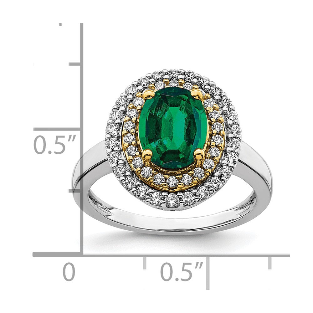 14k Two-Tone 1/2 carat Lab Grown Diamond VS/SI+ G+ and Lab Created Emerald Complete Fashion Ring