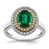 14k Two-Tone 1/2 carat Lab Grown Diamond VS/SI+ G+ and Lab Created Emerald Complete Fashion Ring