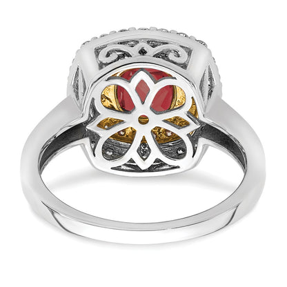 14k Two-Tone 1/2 carat Lab Grown Diamond VS/SI+ G+ and Lab Created Ruby Complete Fashion Ring