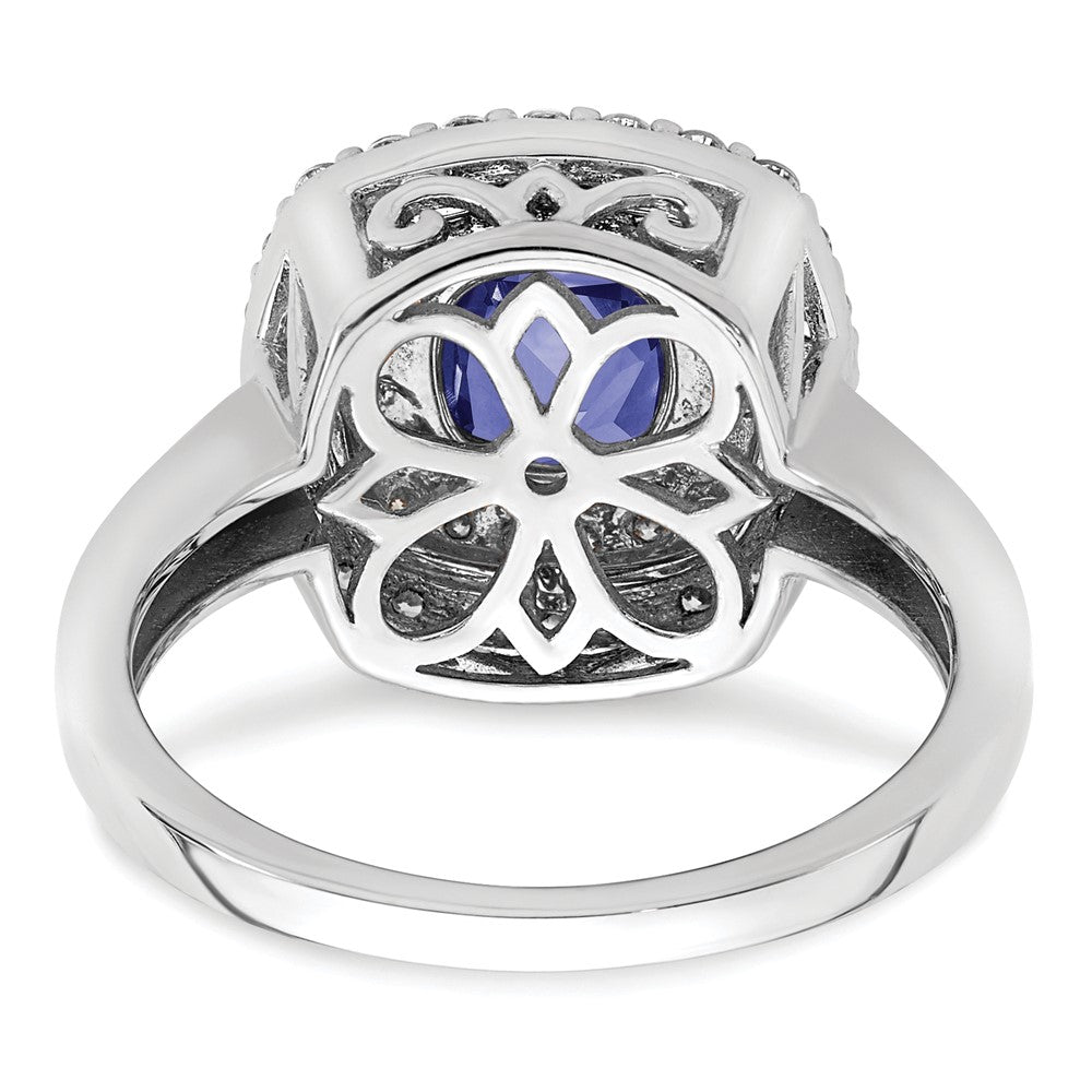 14k White Gold 1/2 carat Lab Grown Diamond VS/SI+ G+ and Lab Created Blue Sapphire Complete Fashion Ring