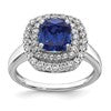 14k White Gold 1/2 carat Lab Grown Diamond VS/SI+ G+ and Lab Created Blue Sapphire Complete Fashion Ring
