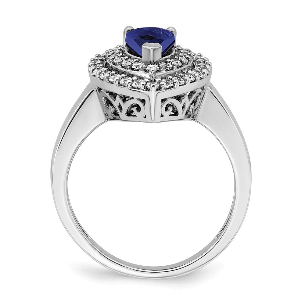 14k White Gold 1/2 carat Lab Grown Diamond VS/SI+ G+ and Lab Created Blue Sapphire Complete Fashion Ring