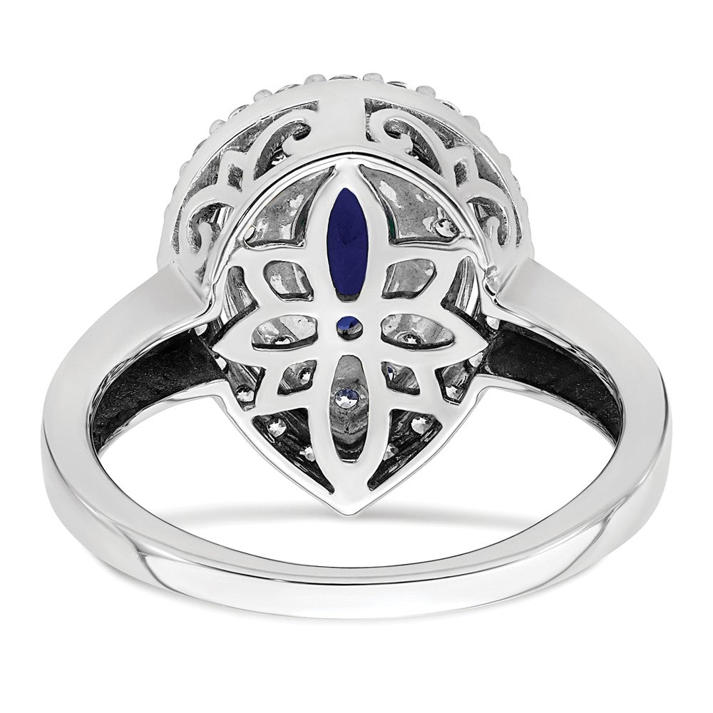 14k White Gold 1/2 carat Lab Grown Diamond VS/SI+ G+ and Lab Created Blue Sapphire Complete Fashion Ring