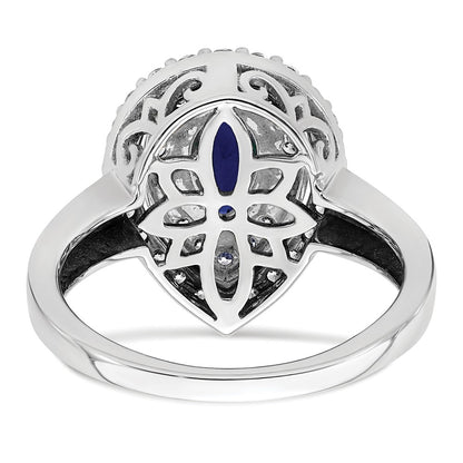 14k White Gold 1/2 carat Lab Grown Diamond VS/SI+ G+ and Lab Created Blue Sapphire Complete Fashion Ring