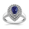 14k White Gold 1/2 carat Lab Grown Diamond VS/SI+ G+ and Lab Created Blue Sapphire Complete Fashion Ring