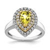 14k Two-Tone 1/2 carat Lab Grown Diamond VS/SI+ G+ and Lab Created Yellow Sapphire Complete Fashion Ring