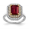 14k Two-Tone 5/8 carat Lab Grown Diamond VS/SI+ G+ and Lab Created Ruby Complete Fashion Ring