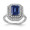 14k White Gold 5/8 carat Lab Grown Diamond VS/SI+ G+ and Lab Created Blue Sapphire Complete Fashion Ring