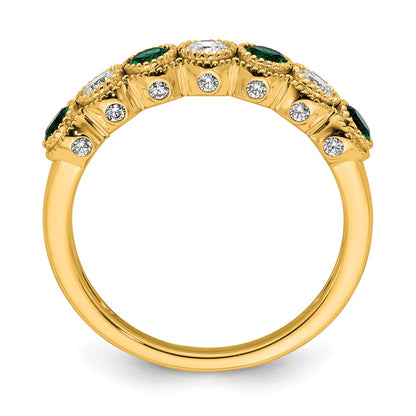 14k 1/2 carat Lab Grown Diamond VS/SI+ G+ and Lab Created Emerald Complete Ring