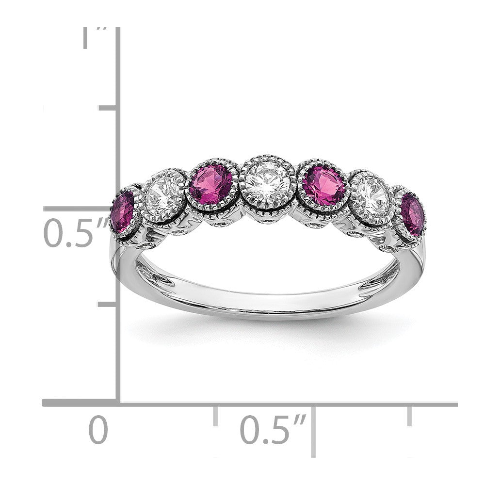 14k White Gold  1/2 carat Lab Grown Diamond VS/SI+ G+ and Lab Created Pink Sapphire Complete Ring