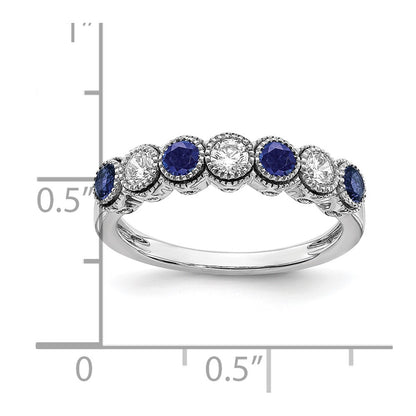 14k White Gold  1/2 carat Lab Grown Diamond VS/SI+ G+ and Lab Created Blue Sapphire Complete Ring