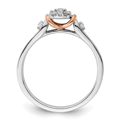 14k Two-tone Rose and White Gold 1/6 carat Lab Grown Diamond VS/SI+ G+ Petite Engagement Ring
