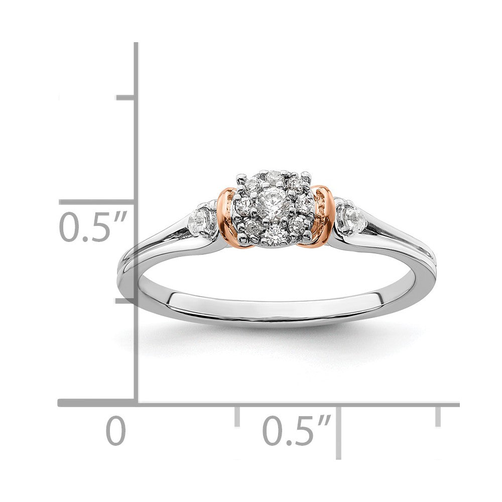 14k Two-tone Rose and White Gold 1/6 carat Lab Grown Diamond VS/SI+ G+ Petite Engagement Ring