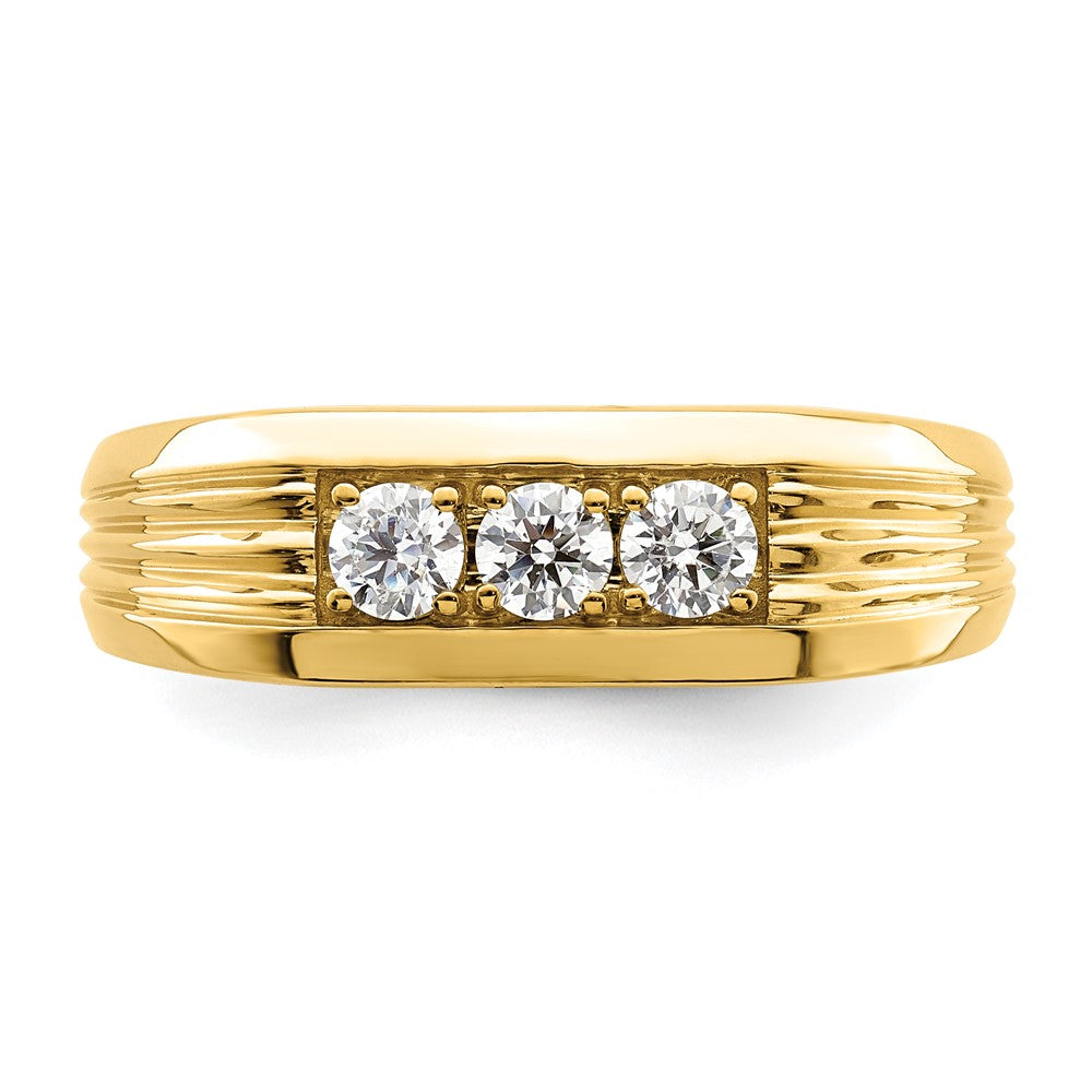 14K 3-Stone 1/2 carat Diamond Complete Men's Ring