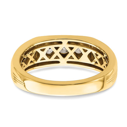 14K 3-Stone 1/2 carat Diamond Complete Men's Ring
