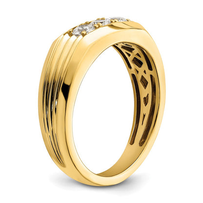 14K 3-Stone 1/2 carat Diamond Complete Men's Ring