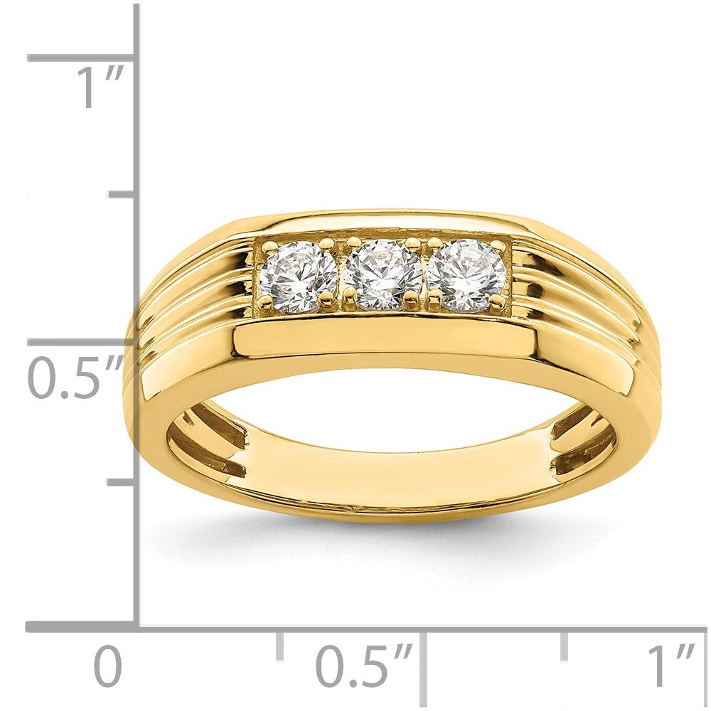 14K 3-Stone 1/2 carat Diamond Complete Men's Ring
