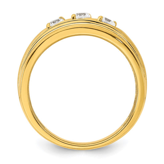 14K 3-Stone 3/8 carat Diamond Complete Men's Ring