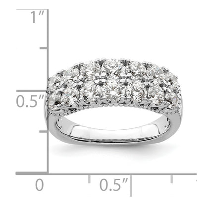 14k White Gold 1 5/8 carat Lab Grown Diamond VS/SI+ G+ Complete Double Row Fashion Band