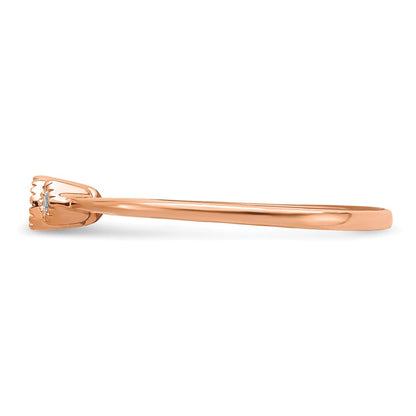 14k Rose Gold Beaded Edge Petite 3-Stone 1/10 carat Round/Princess Diamond Complete Promise/Engagement Ring