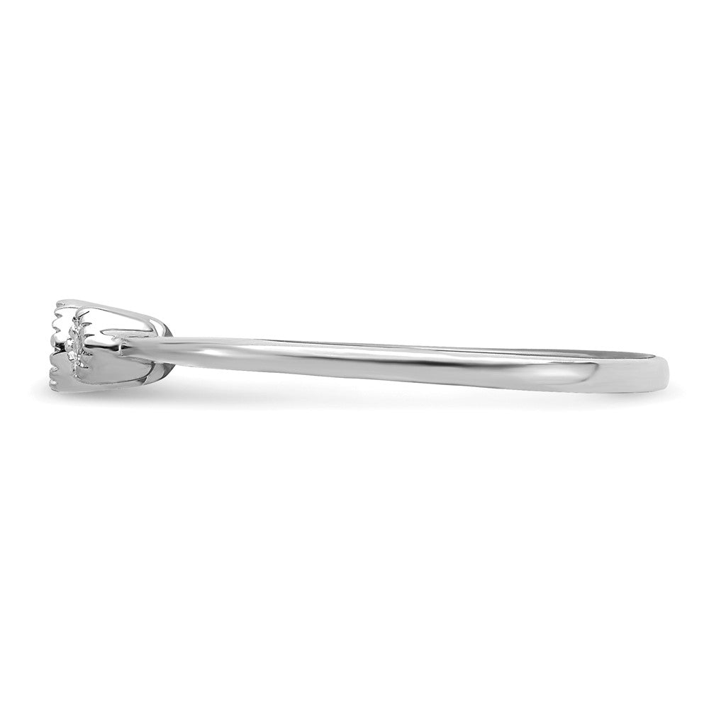 14k White Gold Beaded Edge Petite 3-Stone 1/10 carat Round/Princess Diamond Complete Promise/Engagement Ring