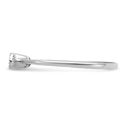 14k White Gold Beaded Edge Petite 3-Stone 1/10 carat Round/Princess Diamond Complete Promise/Engagement Ring