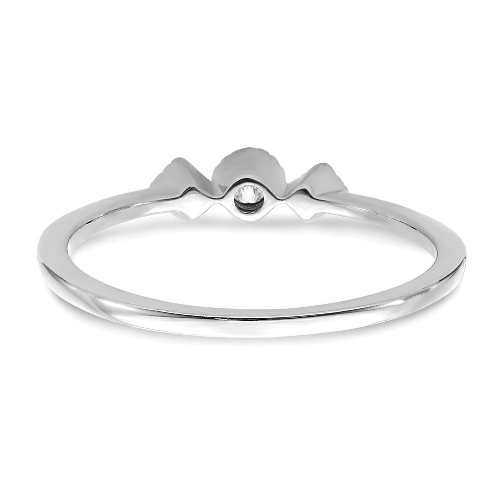 14k White Gold Beaded Edge Petite 3-Stone 1/10 carat Round/Princess Diamond Complete Promise/Engagement Ring