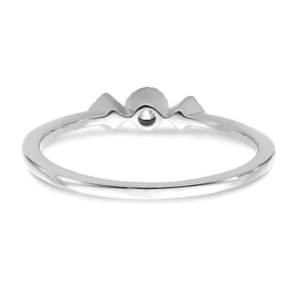 14k White Gold Beaded Edge Petite 3-Stone 1/10 carat Round/Princess Diamond Complete Promise/Engagement Ring