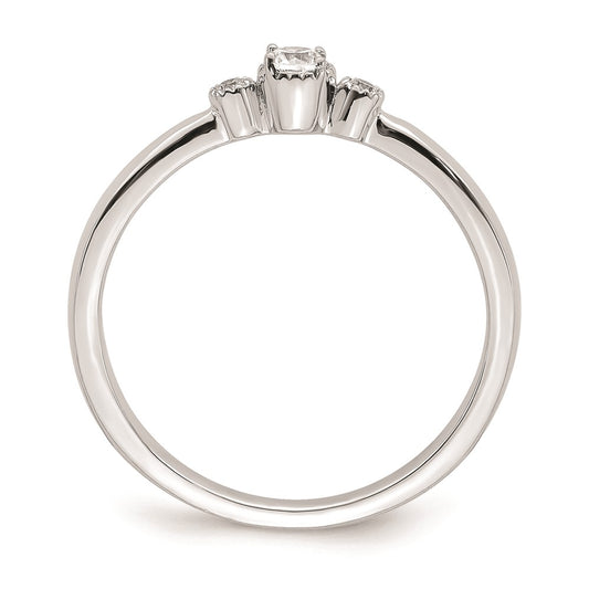 14k White Gold Beaded Edge Petite 3-Stone 1/15 carat Round Diamond Complete Promise/Engagement Ring