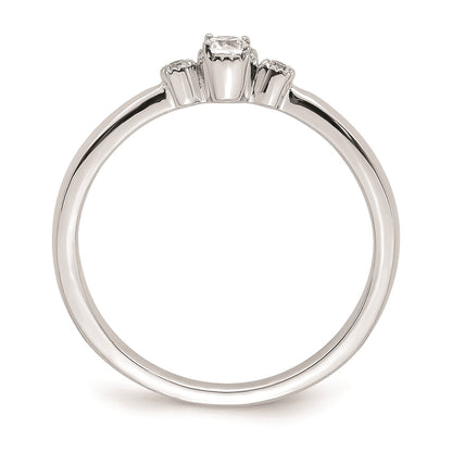 14k White Gold Beaded Edge Petite 3-Stone 1/15 carat Round Diamond Complete Promise/Engagement Ring