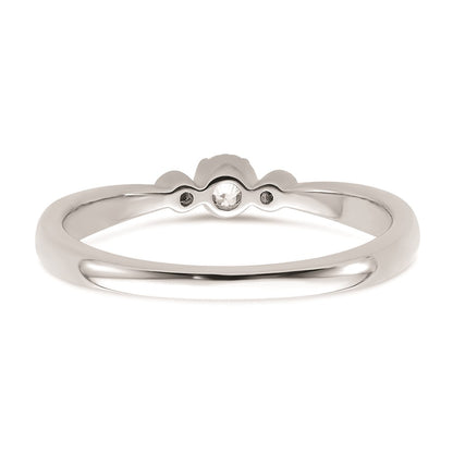 14k White Gold Beaded Edge Petite 3-Stone 1/15 carat Round Diamond Complete Promise/Engagement Ring