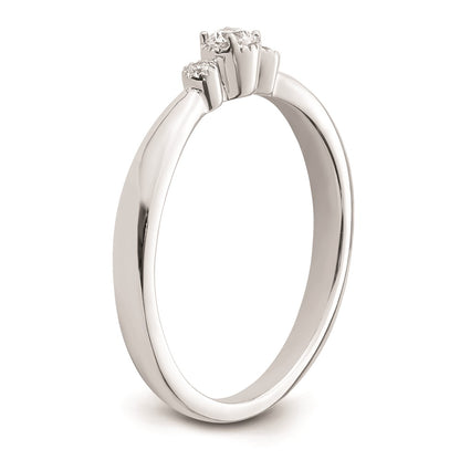 14k White Gold Beaded Edge Petite 3-Stone 1/15 carat Round Diamond Complete Promise/Engagement Ring