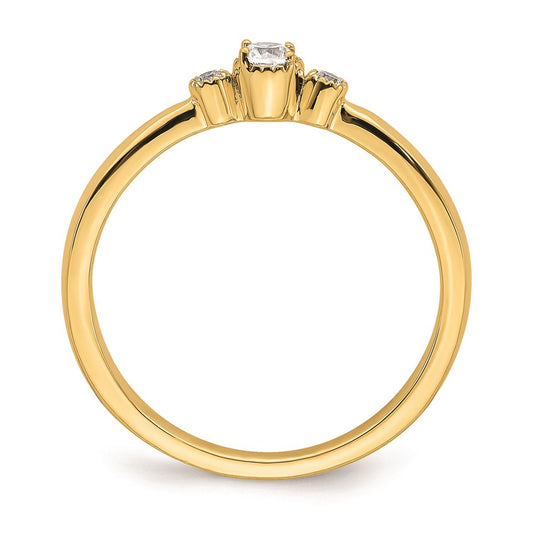 14k Beaded Edge Petite 3-Stone 1/15 carat Round Diamond Complete Promise/Engagement Ring