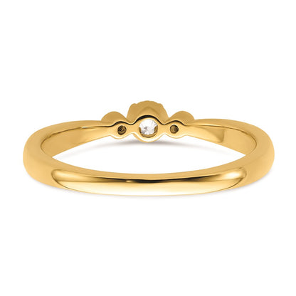 14k Beaded Edge Petite 3-Stone 1/15 carat Round Diamond Complete Promise/Engagement Ring
