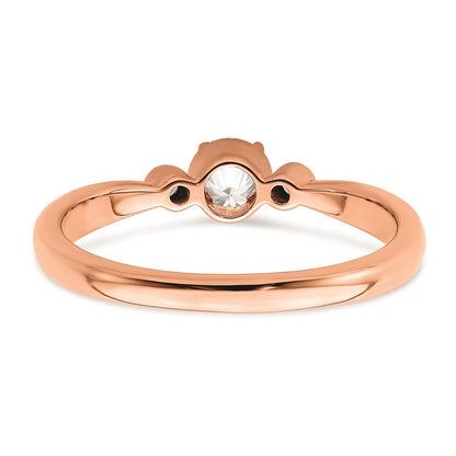 14k Rose Gold Beaded Edge Petite 3-Stone 1/4 carat Round Diamond Complete Promise/Engagement Ring