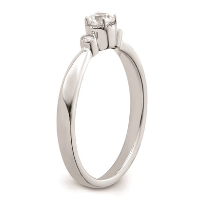 14k White Gold Beaded Edge Petite 3-Stone 1/4 carat Round Diamond Complete Promise/Engagement Ring