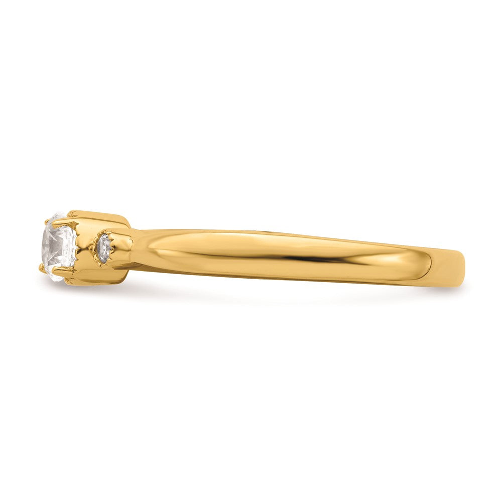 14k Beaded Edge Petite 3-Stone 1/4 carat Round Diamond Complete Promise/Engagement Ring