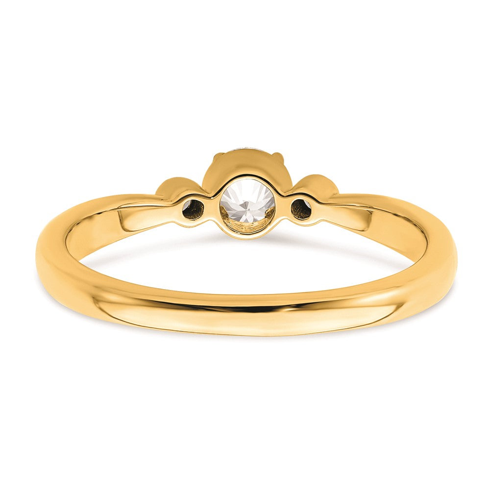 14k Beaded Edge Petite 3-Stone 1/4 carat Round Diamond Complete Promise/Engagement Ring