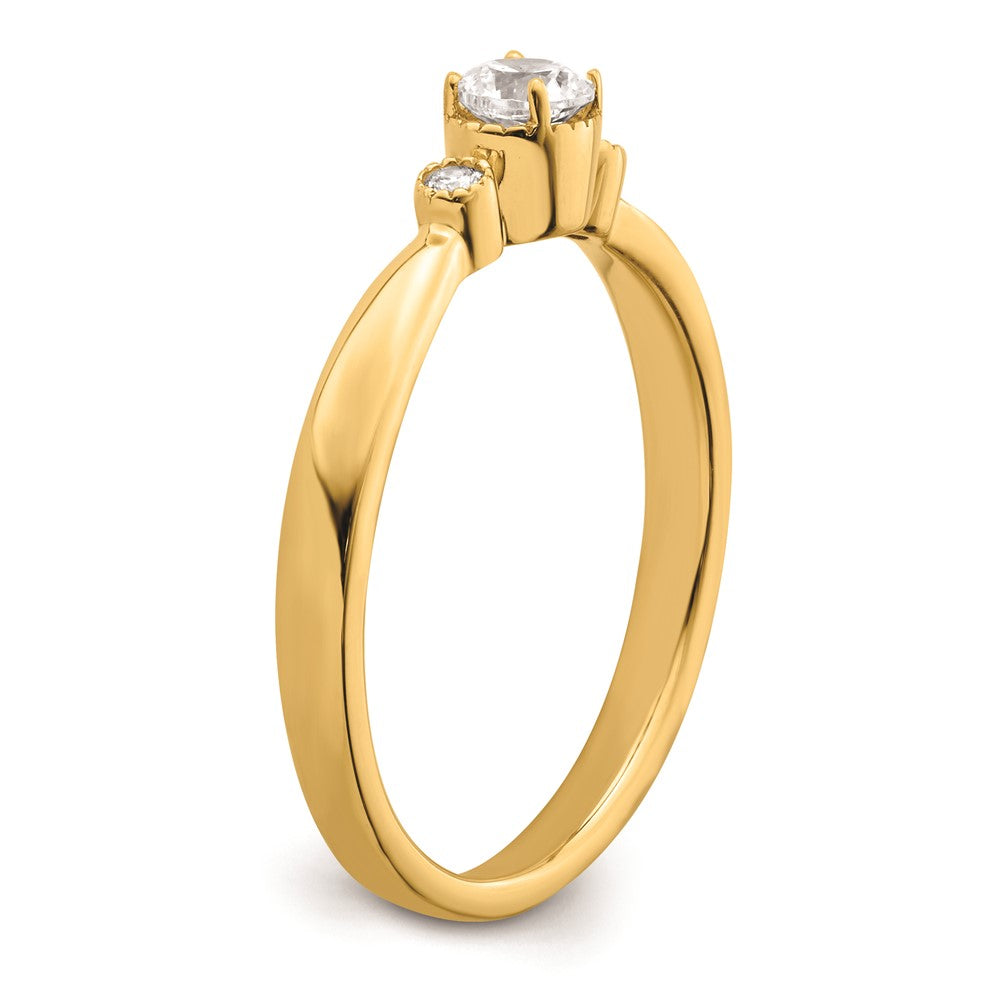 14k Beaded Edge Petite 3-Stone 1/4 carat Round Diamond Complete Promise/Engagement Ring